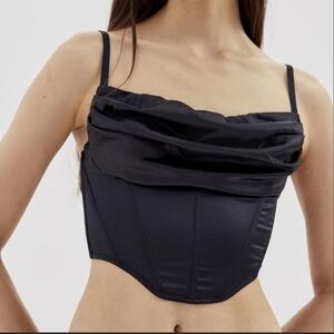 Urban Outfitters Black Satin Crop Top Size Small